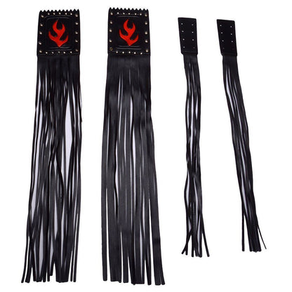 ya 5 8.7 Motorcycle Black Faux Leather Grip Lever Cover Handlebar Fringe Streamers Tassel