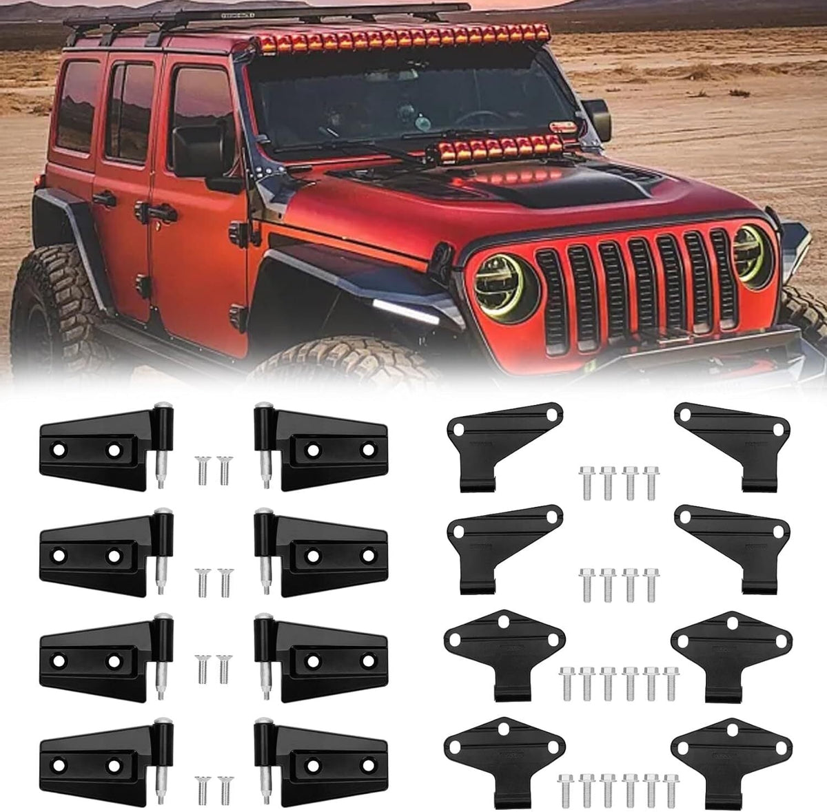 ya 11 10.28 16pcs Body Door Hinge Replacement Set Powder Coat FOR 2007-2018 for Jeep fo