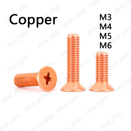 M3 M4 M5 M6 99.9% Pure Copper Phillips Countersunk Flat Head Screws