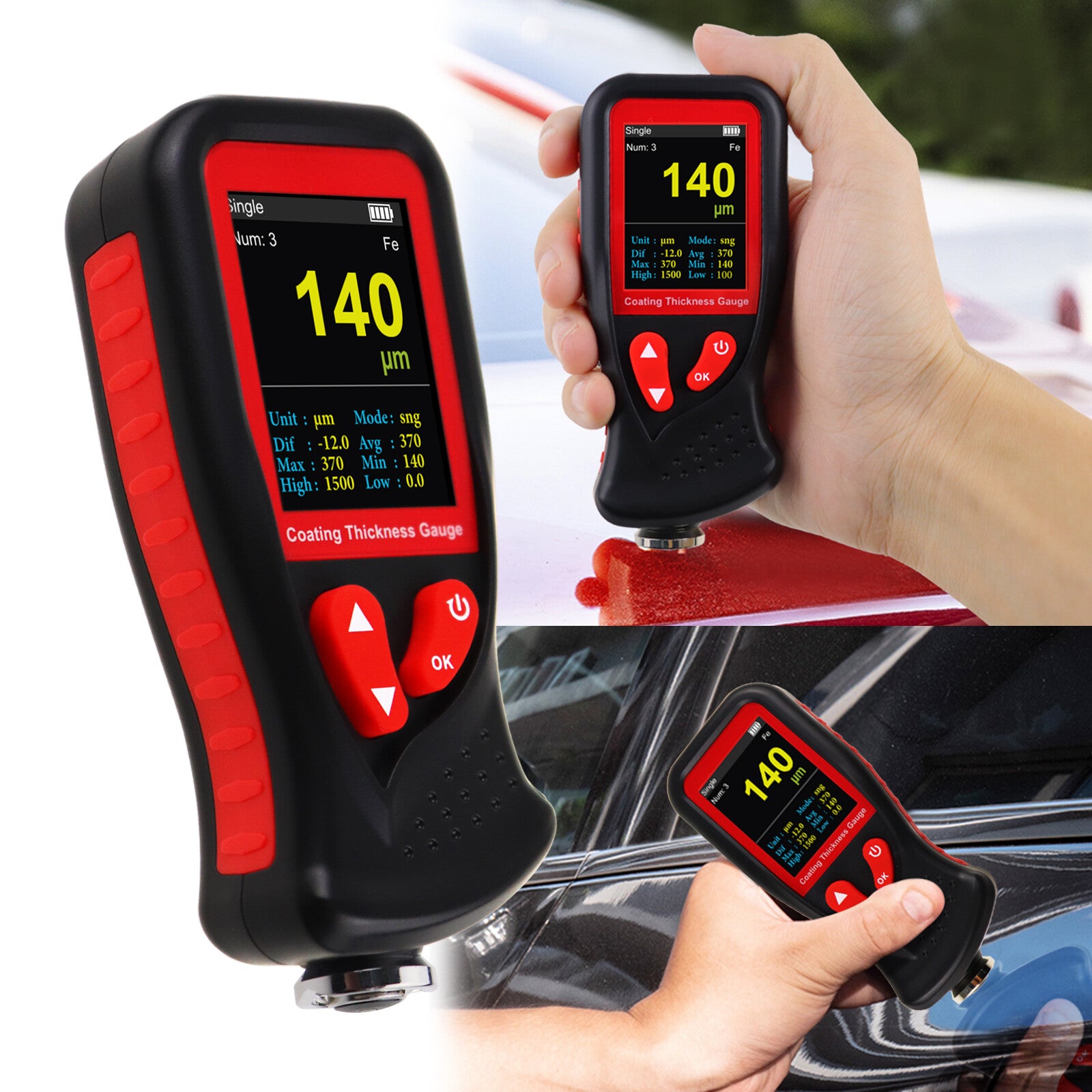 ya 26 7.28.2 Coating Thickness Gauge Paint Film Meter Paint Surface Tester Range 0~1300¦Ìma