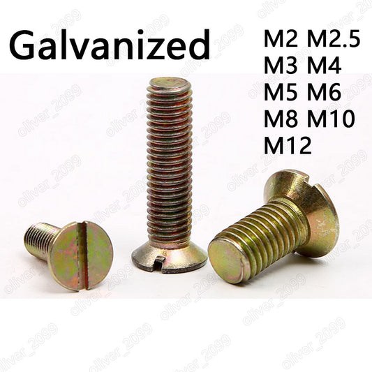 Color Zinc Steel Slotted Countersunk Flat Head Screws M2 M2.5 M3 M4 M5 M6 M8 M10