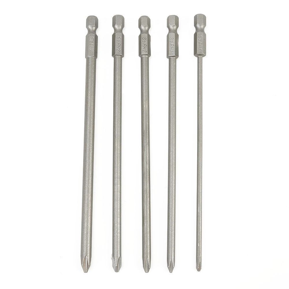 ya 26 5Pcs 1/4 Hex 150mm Long Magnetic Cross Head PH1 PH2 Electric Screwdriver Bit New