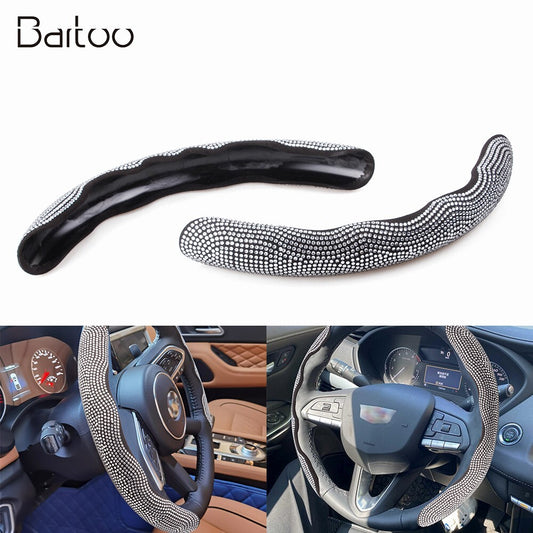 ya 1 7.3 Silver Car Steering Wheel Cover 38cm Shiny Rhinestone Bling Diamond Universal