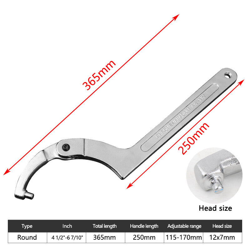 ya 1 7.3 Adjustable hook spanner 19¨C170 mm C round spanner tool slotted fixed universal