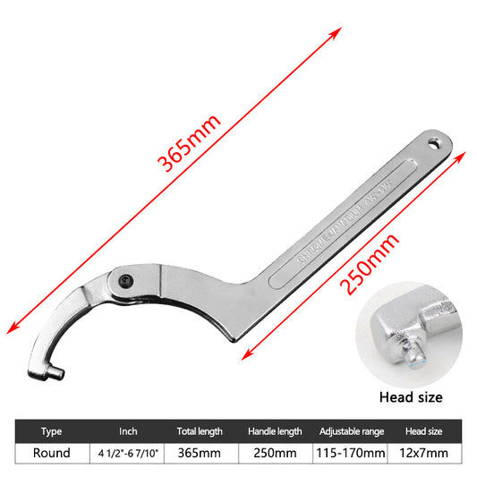 ya 1 7.3 Adjustable hook spanner 19¨C170 mm C round spanner tool slotted fixed universal