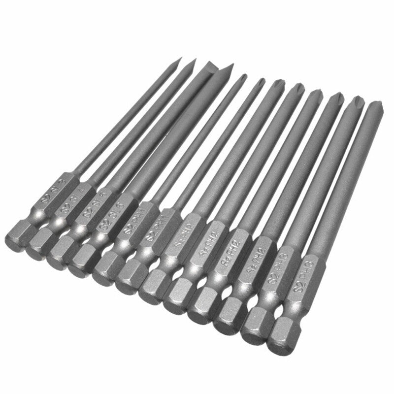 ya 26 12pcs/set Alloy Steel Slotted Screwdriver Drill Bits for He