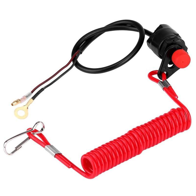 ya 27 7.20 One marine kill switch with safety tether and lanyard for marine outboard engines. Red 