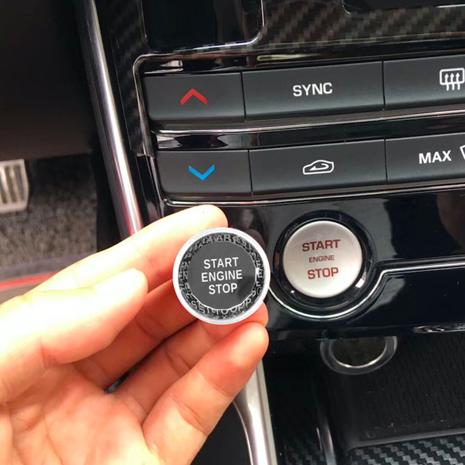 ya 1 8.5.4 Silver Engine Button Knob Switch Decor Cover for Jaguar XF XE F-Pace16-19