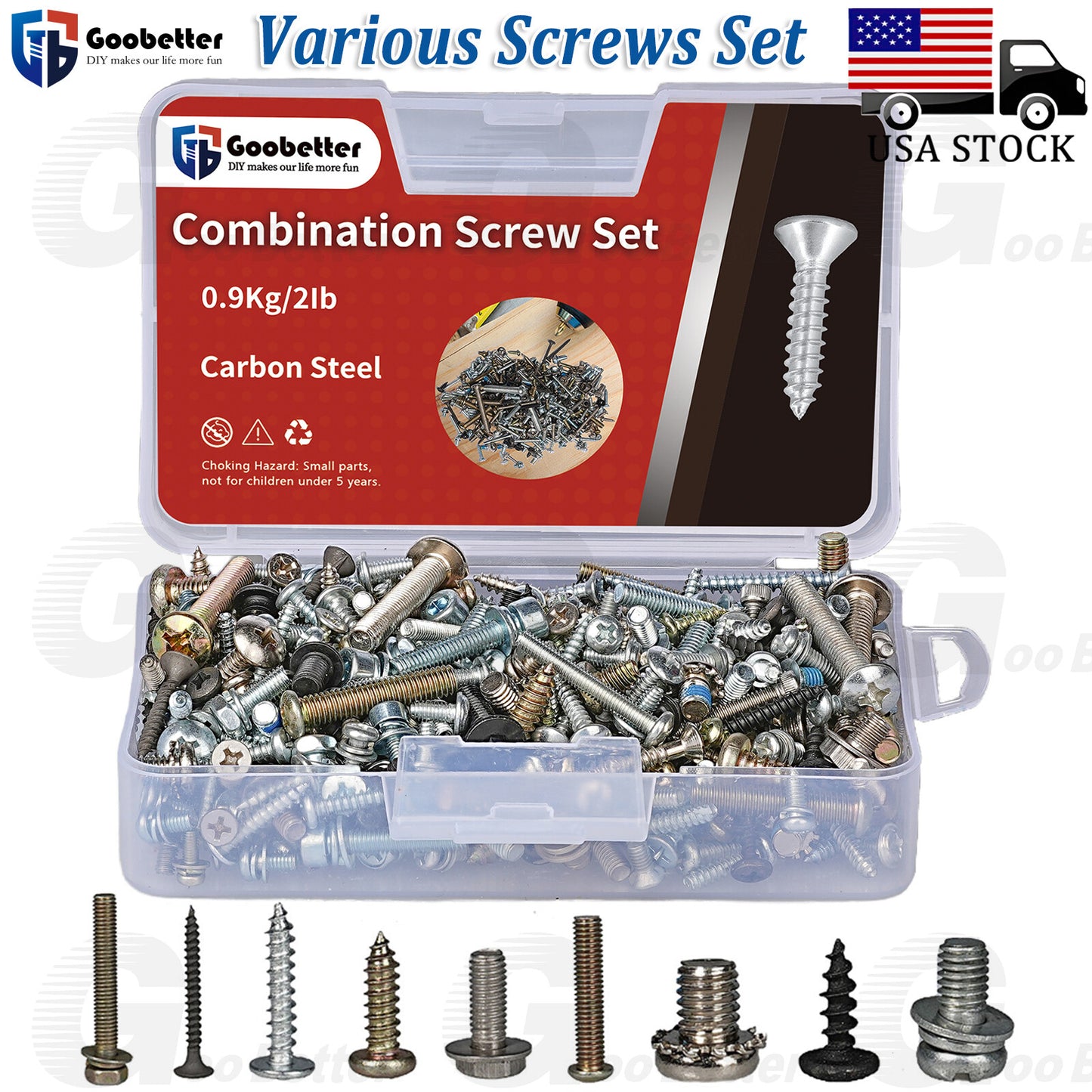 2lb Various Screw Bolt Sets Flat Hex Pan Round Socket Cap Head Screw Assortment