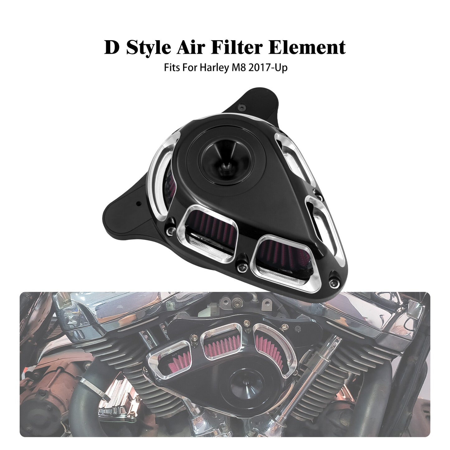 ya 8 5.26 Turnable Air Cleaner Filter Red Intake for Harley Touring Road Electra Glide 17+