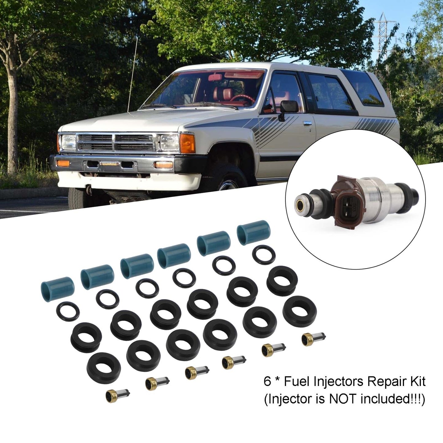 ya 1 8.5.4 6PC Fuel Injector Repair Seal Rebuild Kit for 3VZE 1988-95 3.0L Truck U1