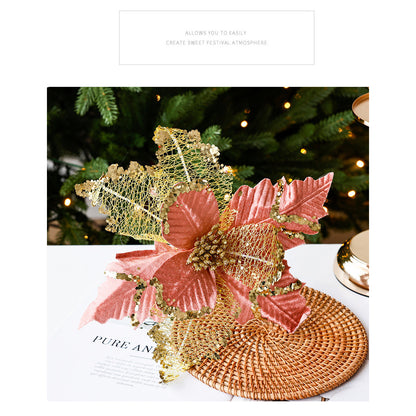ya 25 Pink Net Velvet Flower Decoration for Holiday Trees and Wreaths