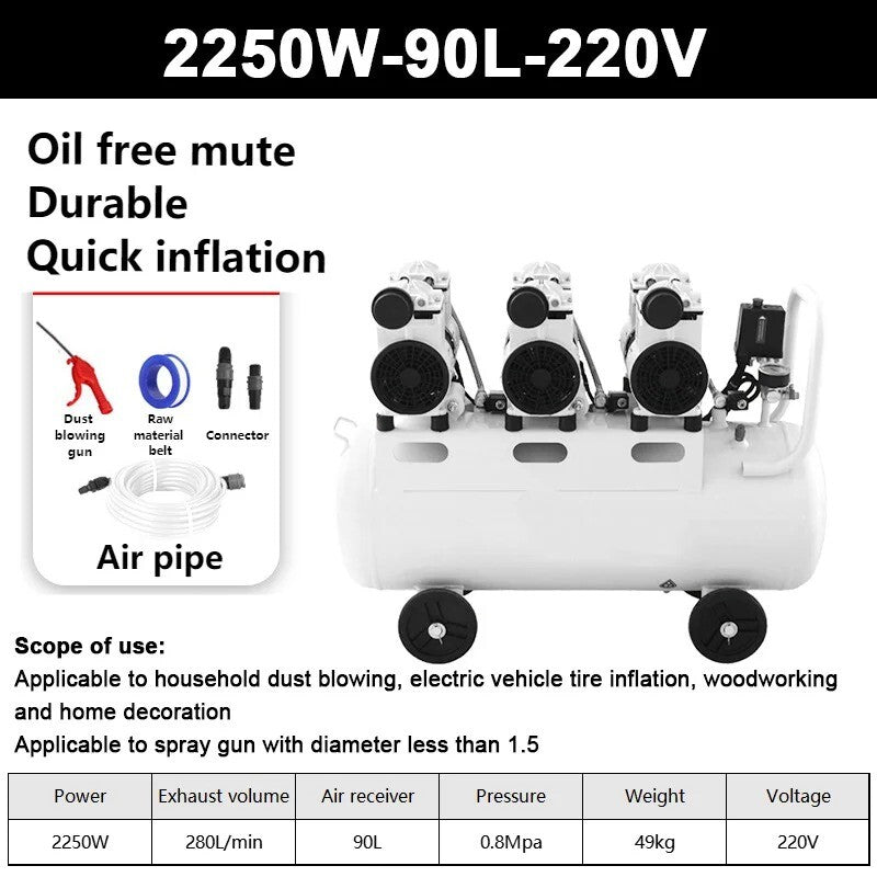 ya 14 220V 90L 2250W Oil-ee Silent Air Compressor Industrial Air Compressor
