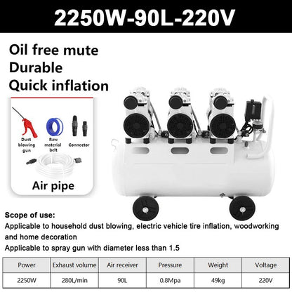 ya 14 220V 90L 2250W Oil-ee Silent Air Compressor Industrial Air Compressor