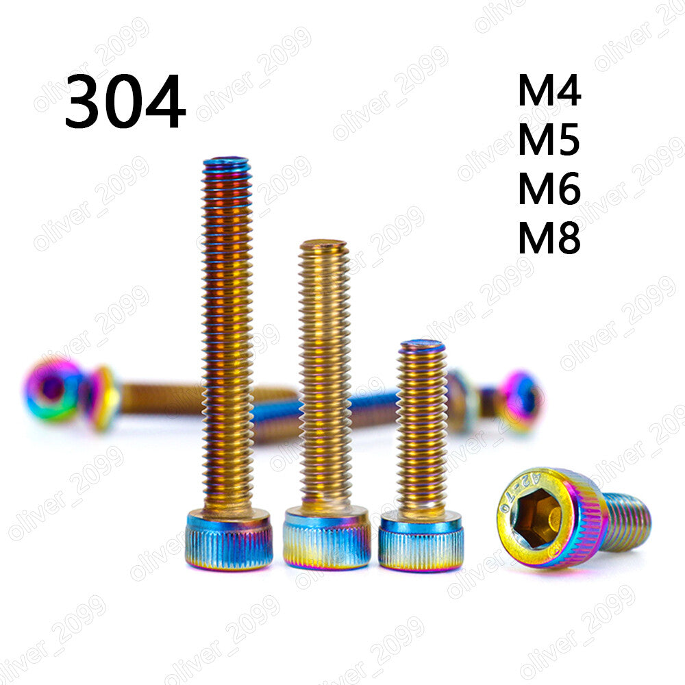 Colorful 304SS Hex Socket Bolts Cap Head Screws For Motorcycle Refitting M4-M8