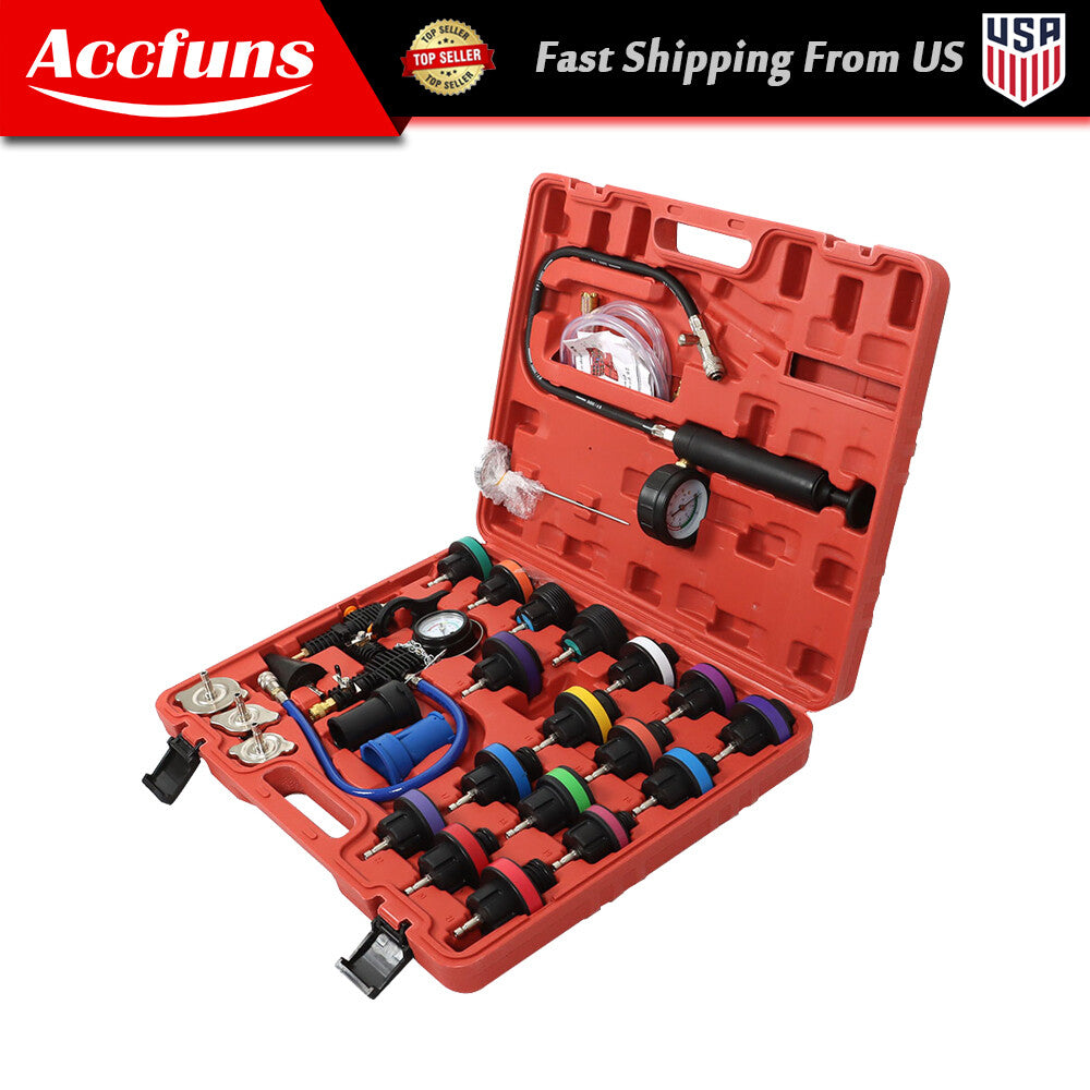 ya 1 7.4 Radiator Pressure Tester Coolant Purging Refill Vacuum Cooling System Kit 28 Pieces