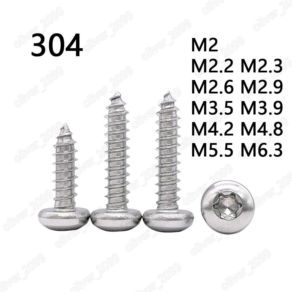 304 Stainless Steel Torx Socket Pan Head Self Tapping Screws M2 M3.5 M4.2 M4.8