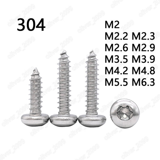 304 Stainless Steel Torx Socket Pan Head Self Tapping Screws M2 M3.5 M4.2 M4.8