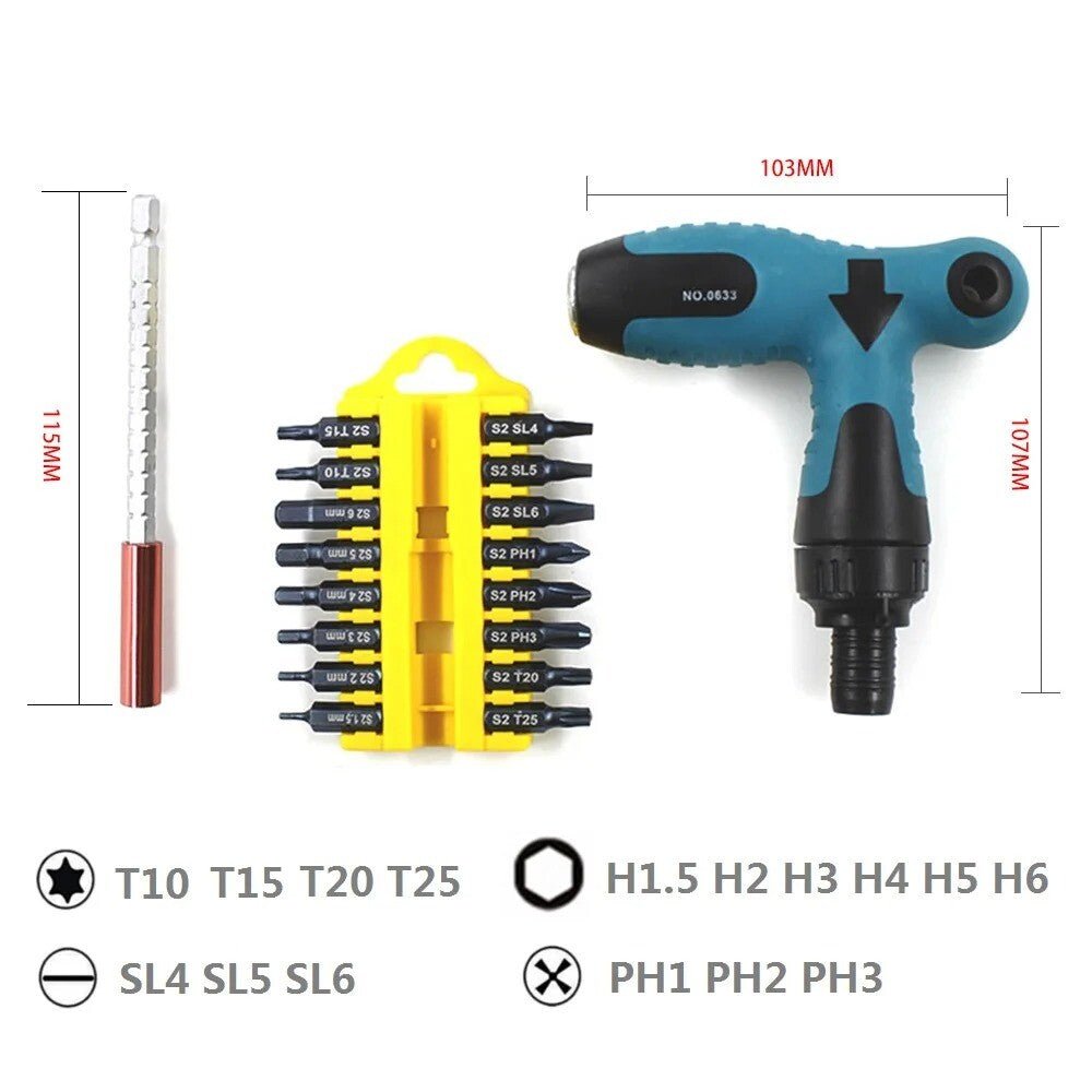 ya 26 Screwdriver Drill Bit Set CR-V Steel Pision Magnetic Repair Tool Kit 