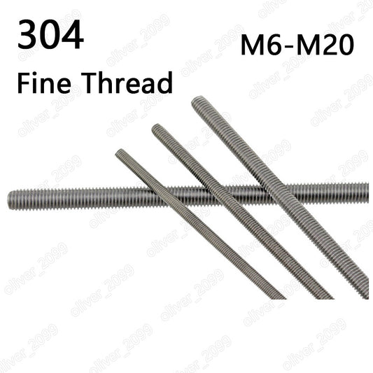 Fine Thread 304 Stainless Steel Threaded Rods Metric Thread Studs Bolts M6-M20