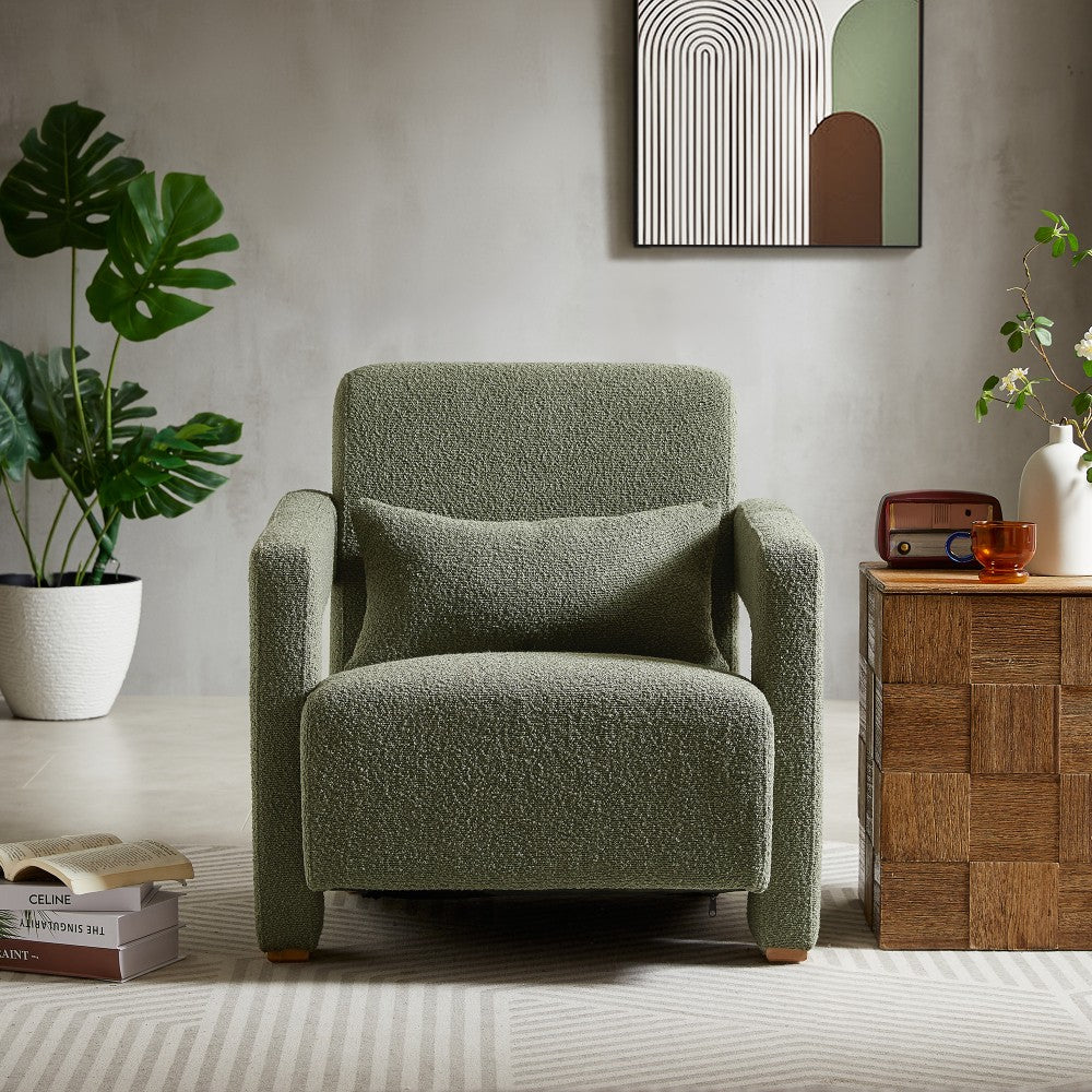ya 28 Sleek Right-Angle Armrests Chair with Lumbar Support Block Legs Wooden Green