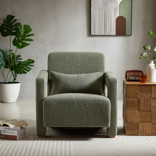 ya 28 Sleek Right-Angle Armrests Chair with Lumbar Support Block Legs Wooden Green