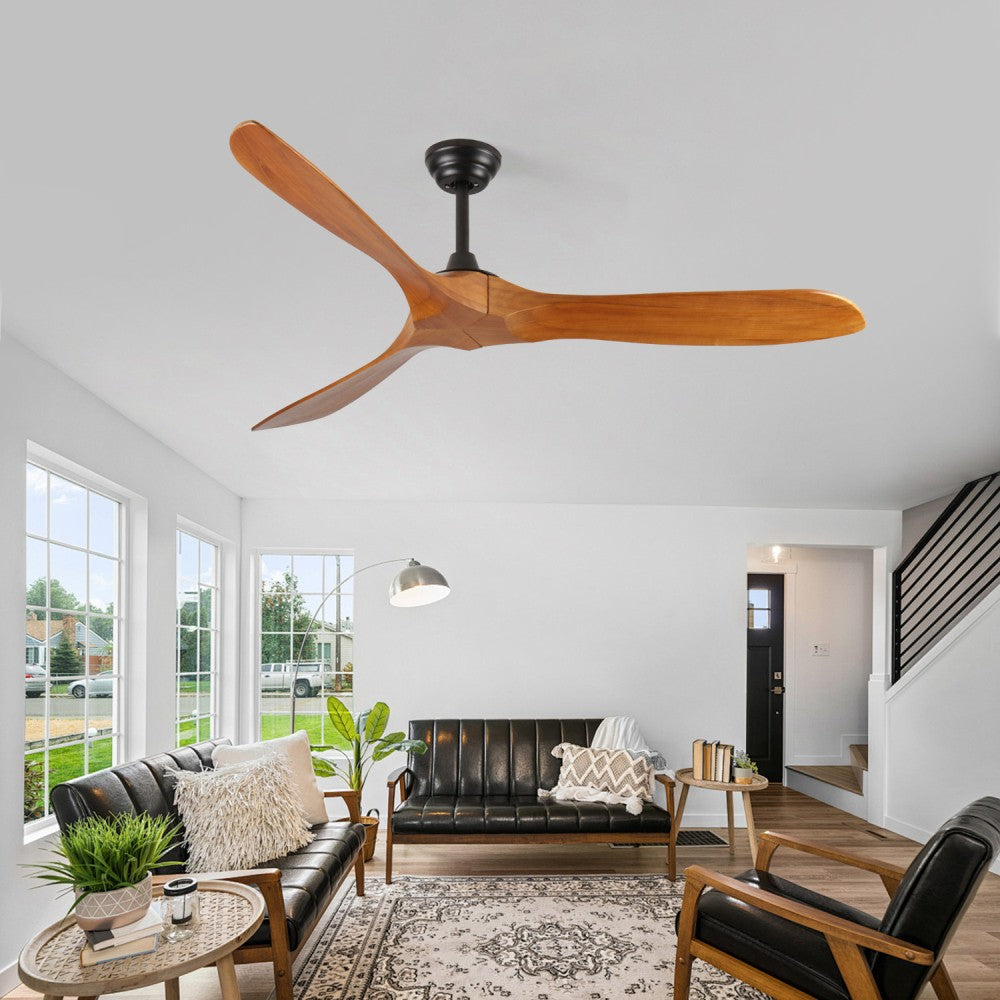 ya 28 For Living Room Indoor 60 in Farmhouse Ceiling Fan - Black Wood, Remote Control