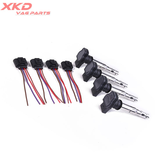 ya 5 6.15.2 4X Ignition Coil + Plug Kit for VW CC for Golf for JETTA Eos for Passat for Tiguan for Audi for A4 A6