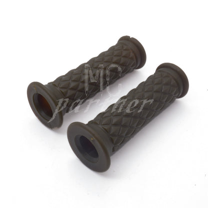 ya 5 8.7 7/8'' 22mm Retro Diamond Rubber Handlebar Hand Grip For Cafe Racer Bobber Custom