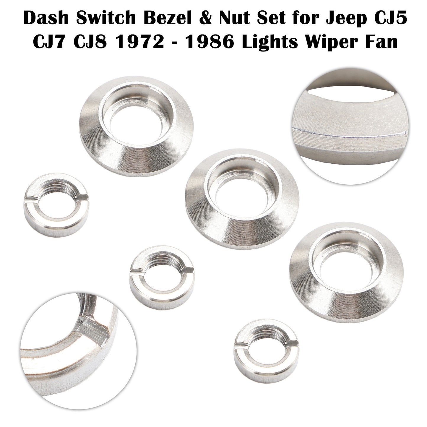 ya 1 8.5.4 Dash Switch Bezel & Nut Set Fits for Jeep CJ5 CJ7 CJ8 1972-1986 Lights Wiper Fan