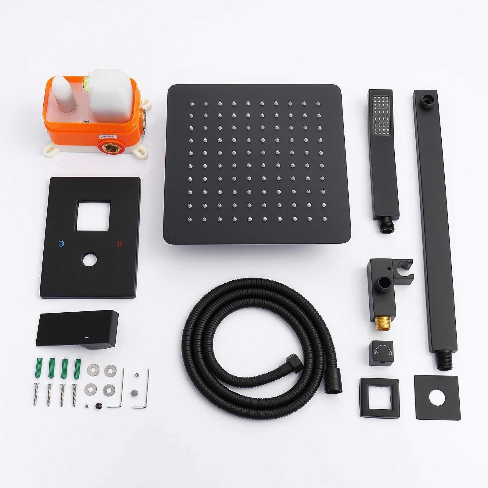 ya 28 Matte Black 10 Rainfall w/ Handheld Faucet Valve Wall Mount Shower System 