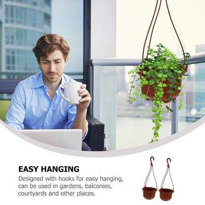 ya 14 12 Sets Hanging Flower Pots Plastic Planters for Indoor Outdoor Gardening