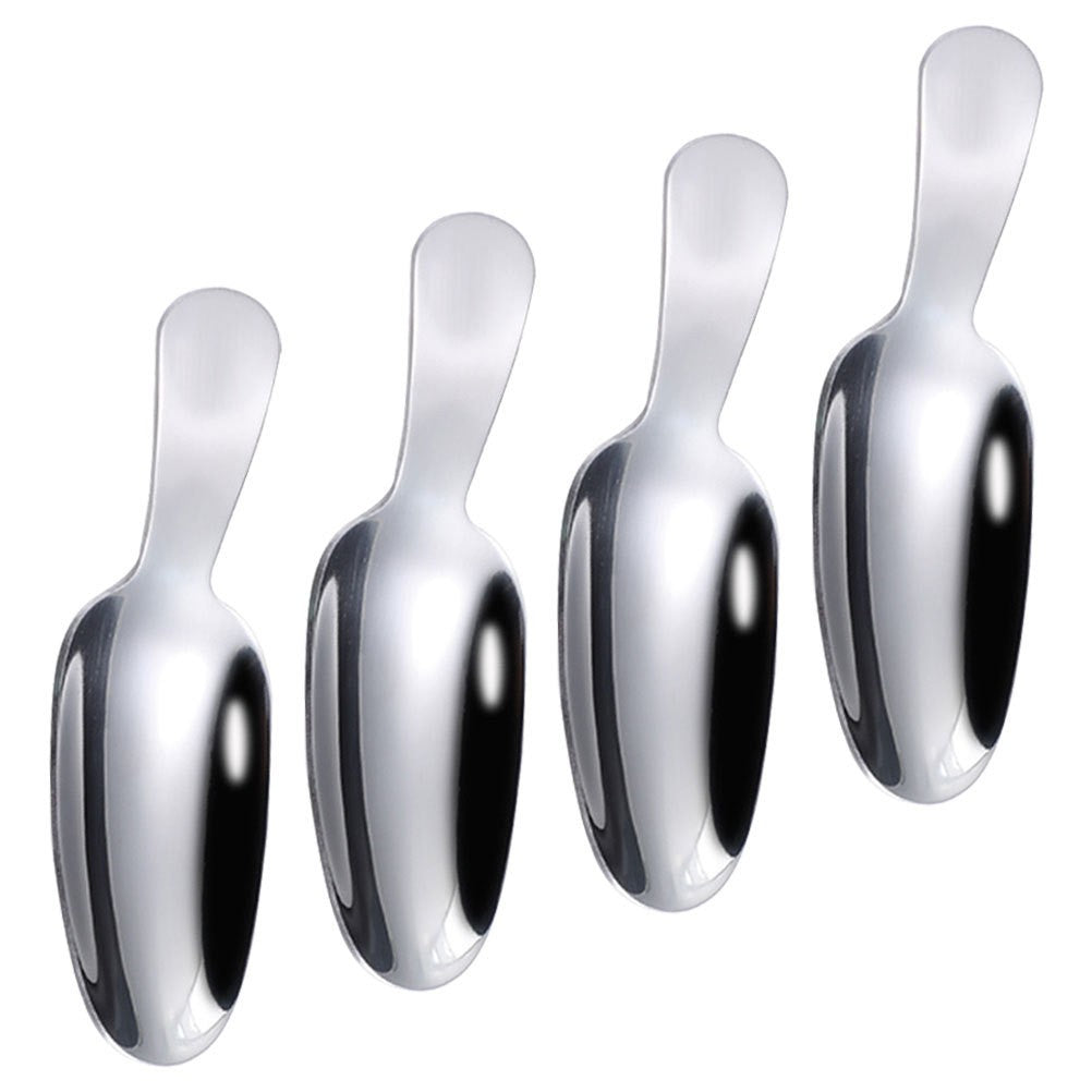 ya 26  4 Pcs Tea Scoop for Loose Dessert Short Handle Spoon Stainless Steel