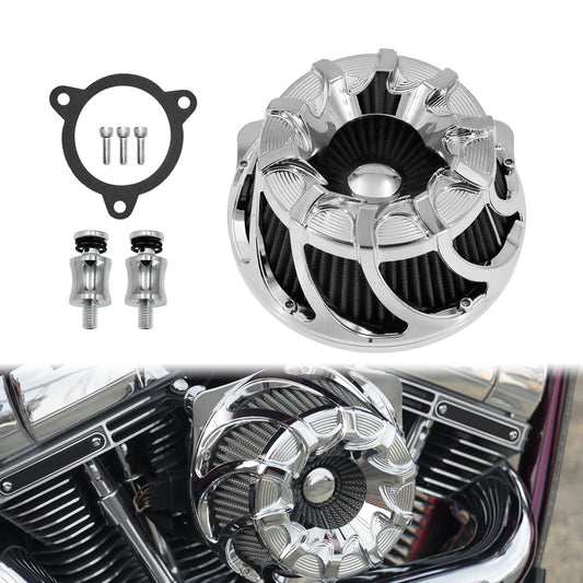 ya 8 5.26 Spiral Chrome Cut Air Cleaner Intake Filter Fit for Harley M8 Touring 2017-2022