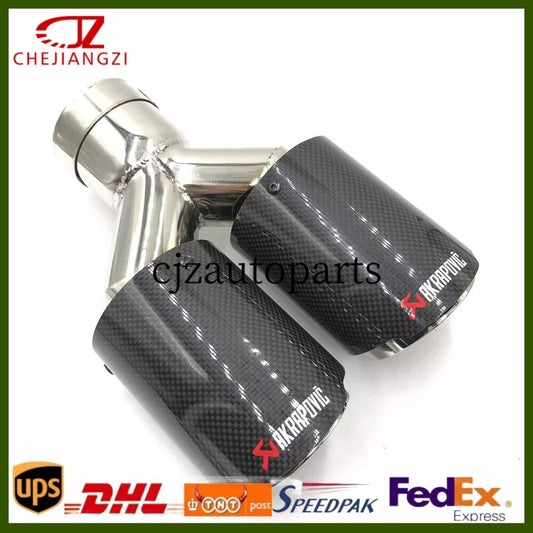 ya 4 6.17.2 Akrapovic SS+Glossy Carbon Fiber Tip Dual Pipe OD:76/89/101/114mm Tip