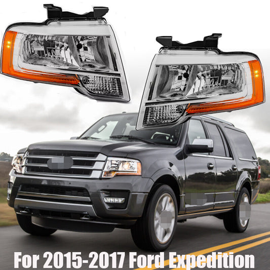 ya 10 10.28 Right Left Side Chrome Headlight For 2015-2017 Expedition 15-17 Headlight n