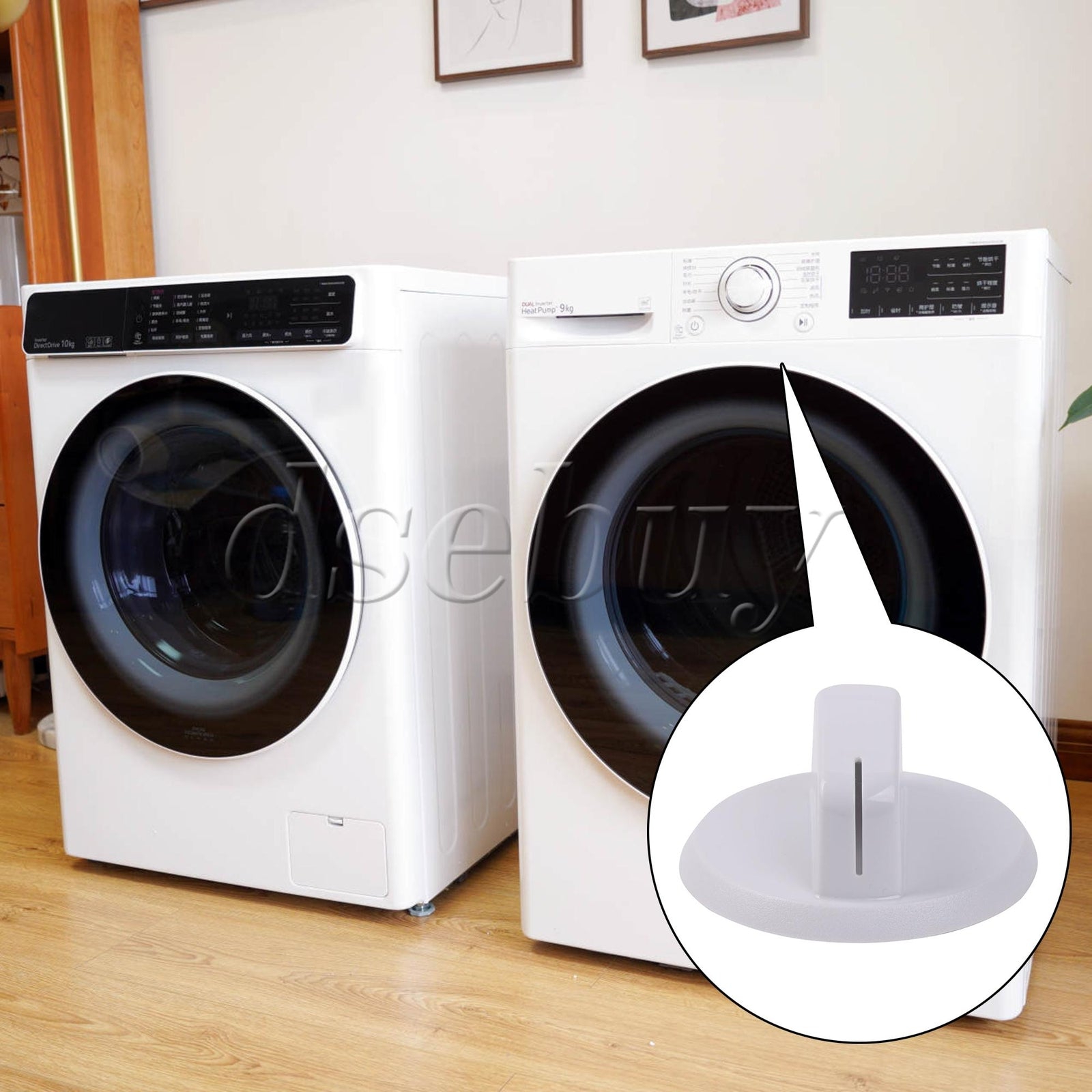 ya 26 White Plastic Control Knob Replacement for GE PS11763058 Dryer w/ 6x5mm Hole