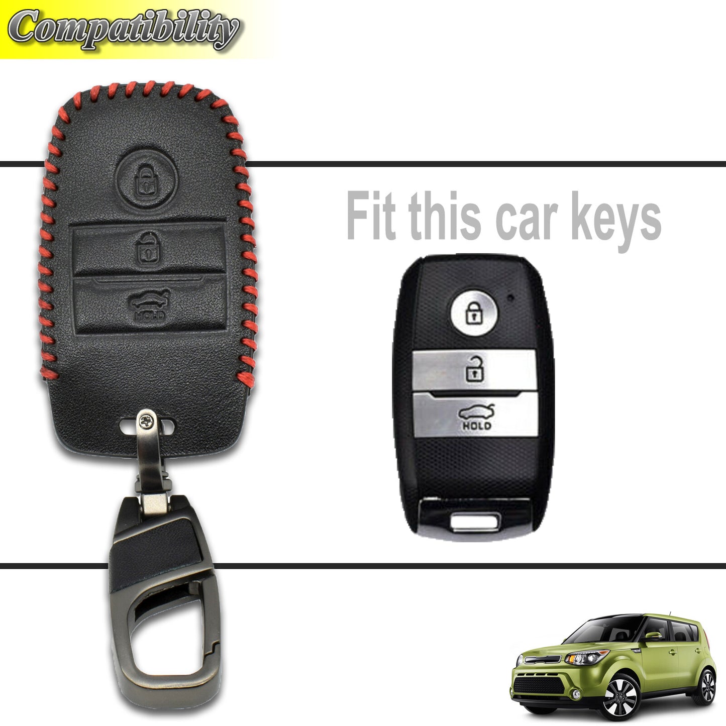 ya 5 8.7 PU Leather Car Key Cover Fob Case for Kia Soul Optima Cerato Rio for Sorento