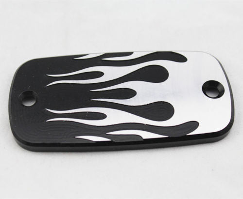 ya 4 6.17.2 Universal Black Flame Front Brake Fluid Cap Chopper Cruiser Touring Motorcycle