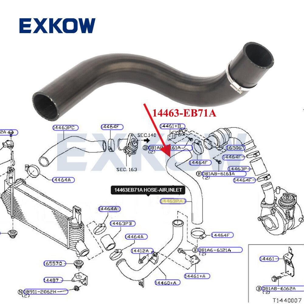 ya 6 6.12 Intercooler Inlet Socket Hose for Nissan Navara Frontier D40 YD25 2.5D 2008-