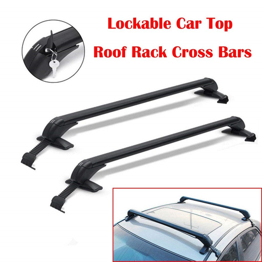 ya 5 8.7 Lockable Car Roof Rack Cross Bar Side Rails Bars Luggage Carrier Kits Universal