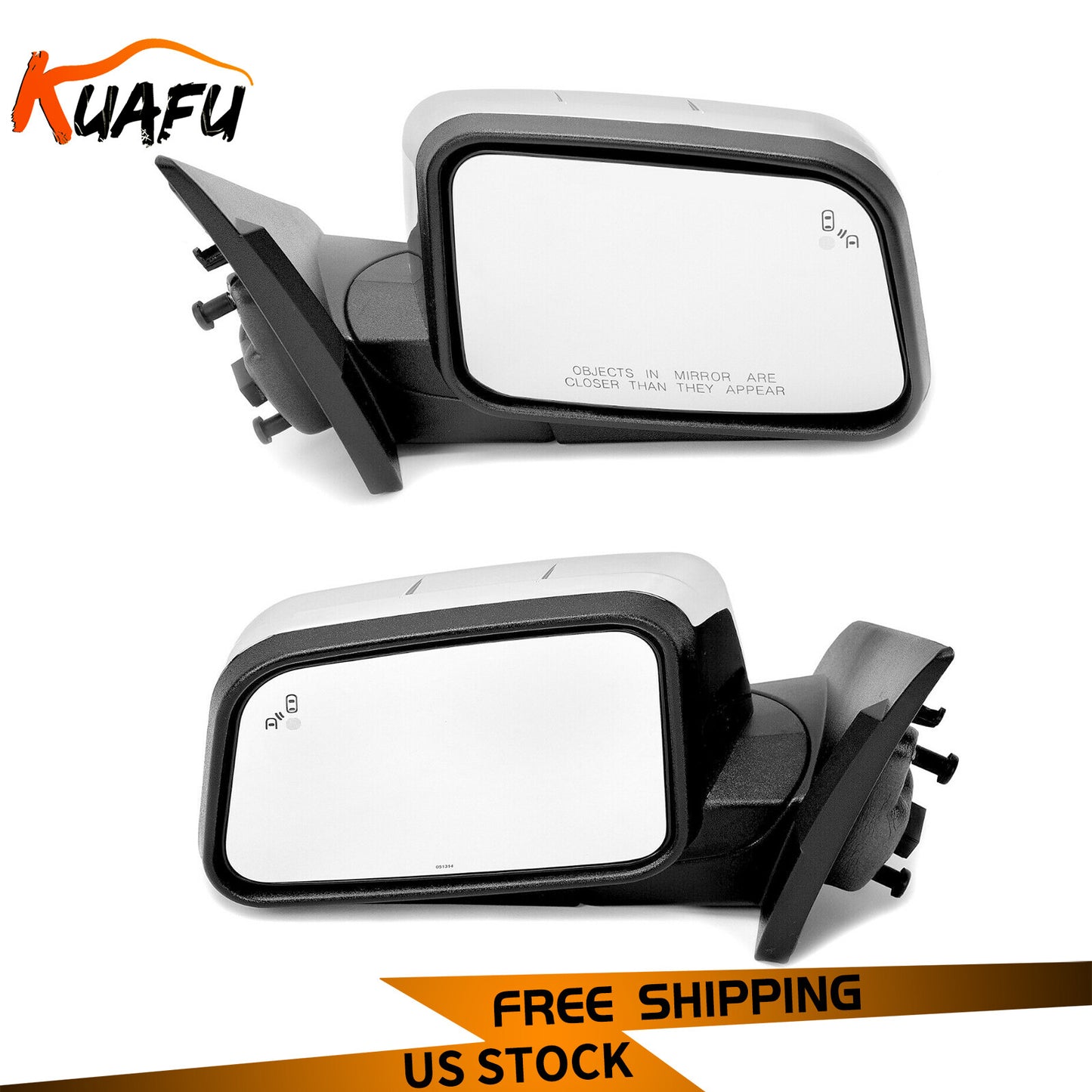 ya 2 6.29 KUAFU Mirror Power Heated Puddle Spotter Driver Passenger For 2011-14 for Ford Edge