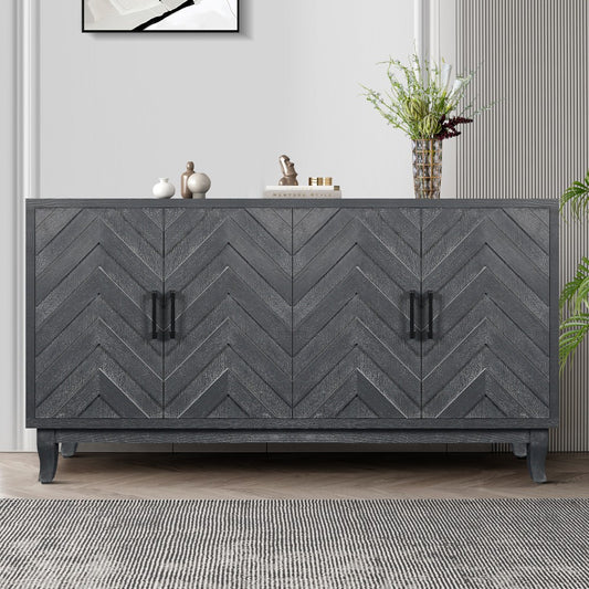 ya 28 For Entryway Taupe Grey Vintage Buffet Wooden Cabinet,4 Door,Storage Sideboard