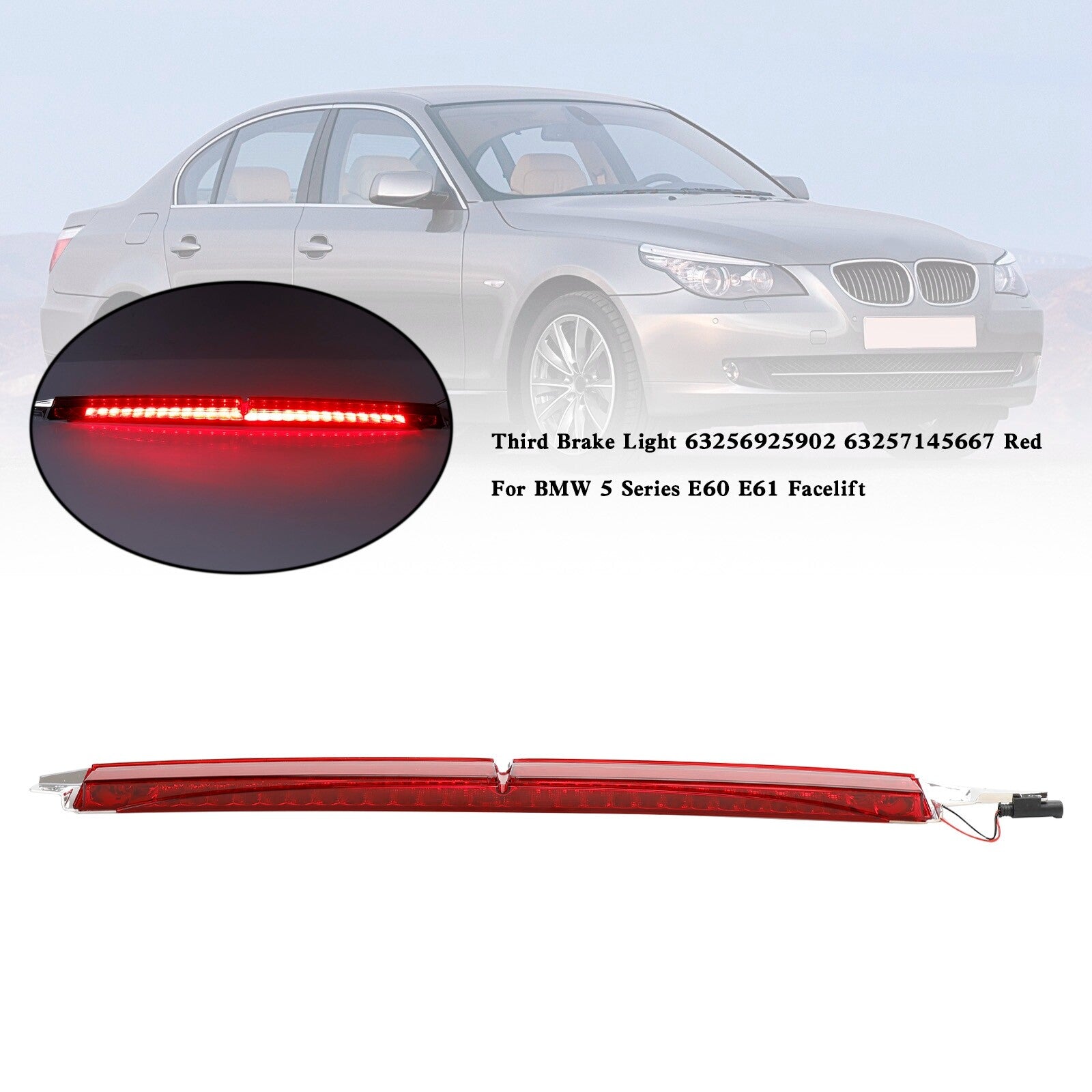 ya 1 8.12 baidi Third Brake Light 63256925902 Red For 5 E60 E61 Facelift P1