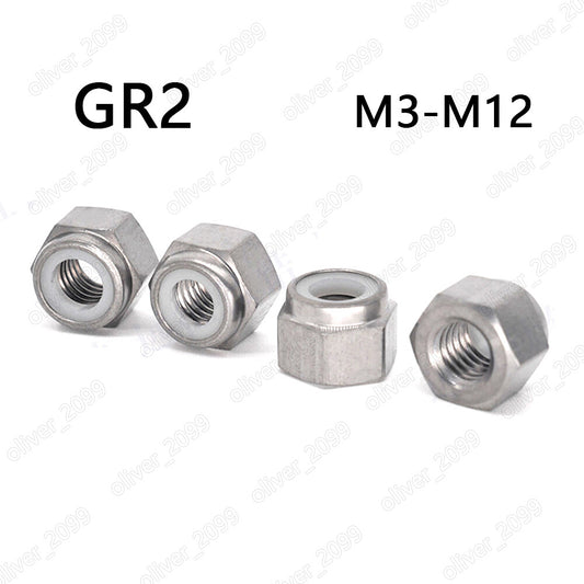 Titanium GR2 DIN985 Hexagon Nylon Insert Lock Nuts M3 M4 M5 M6 M8 M10 M12