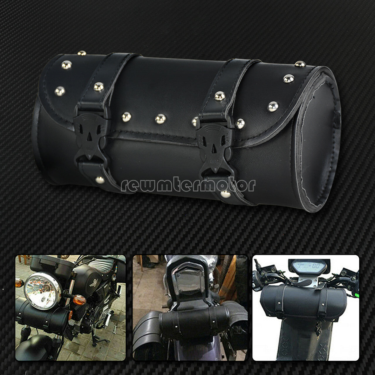 ya 11 6.5 Motorcycle Handlebar Sissy Bar Bag Saddlebag Fork Roll Barrel Bag Fit for Harley