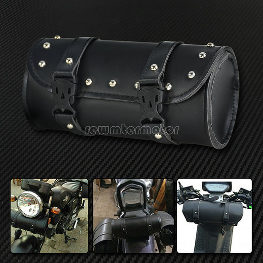 ya 11 6.5 Motorcycle Handlebar Sissy Bar Bag Saddlebag Fork Roll Barrel Bag Fit for Harley