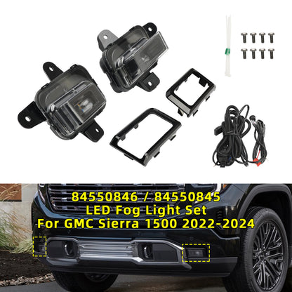 ya 1 8.12 baidi Front Bumper LED Fog Light + Cover +Wire Harness for GMC for Sierra 1500 2022-2024