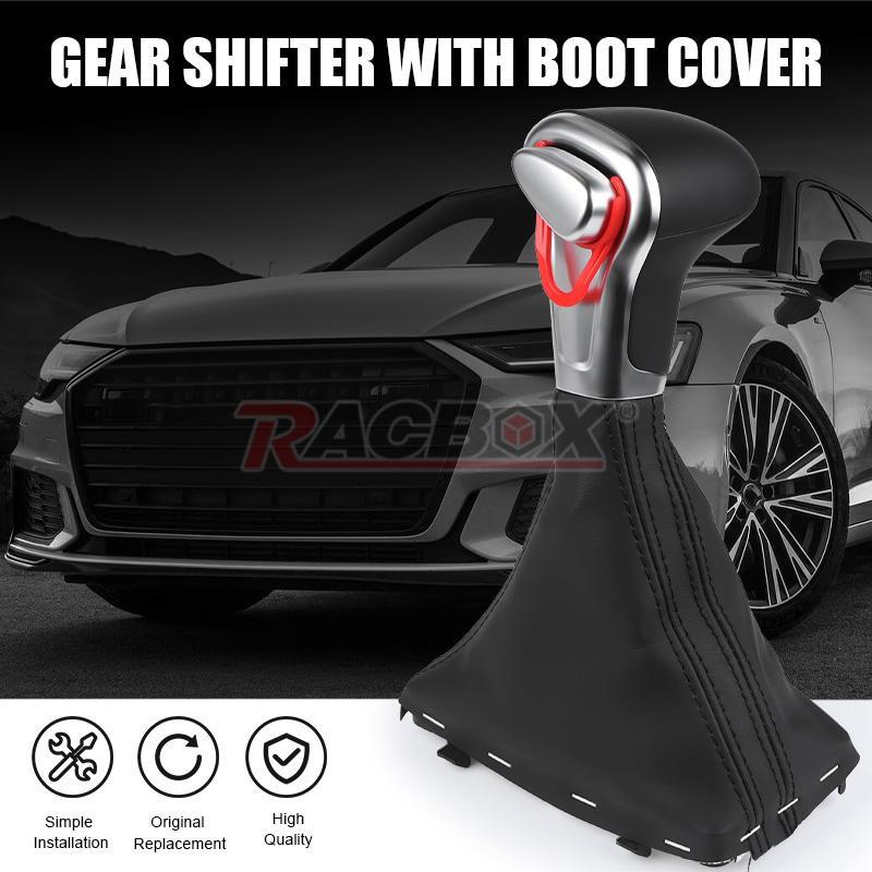 ya 11 6.5 Black Car Gear Shift knob Shifter Leather Gaiter Boot Cover for Audi A4 A5 A6 Q5
