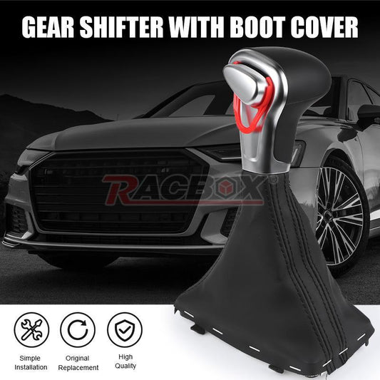 ya 11 6.5 Black Car Gear Shift knob Shifter Leather Gaiter Boot Cover for Audi A4 A5 A6 Q5